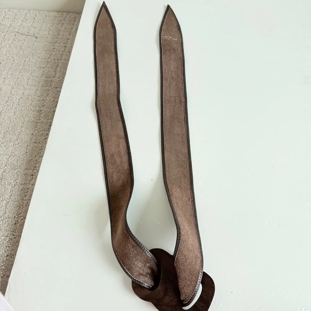 Vintage Women's Wooden Buckle Leather Tie Belt‎